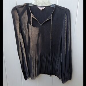 Nanette Lepore Black Release Pleat Long Sleeve Blouse Size: ​S